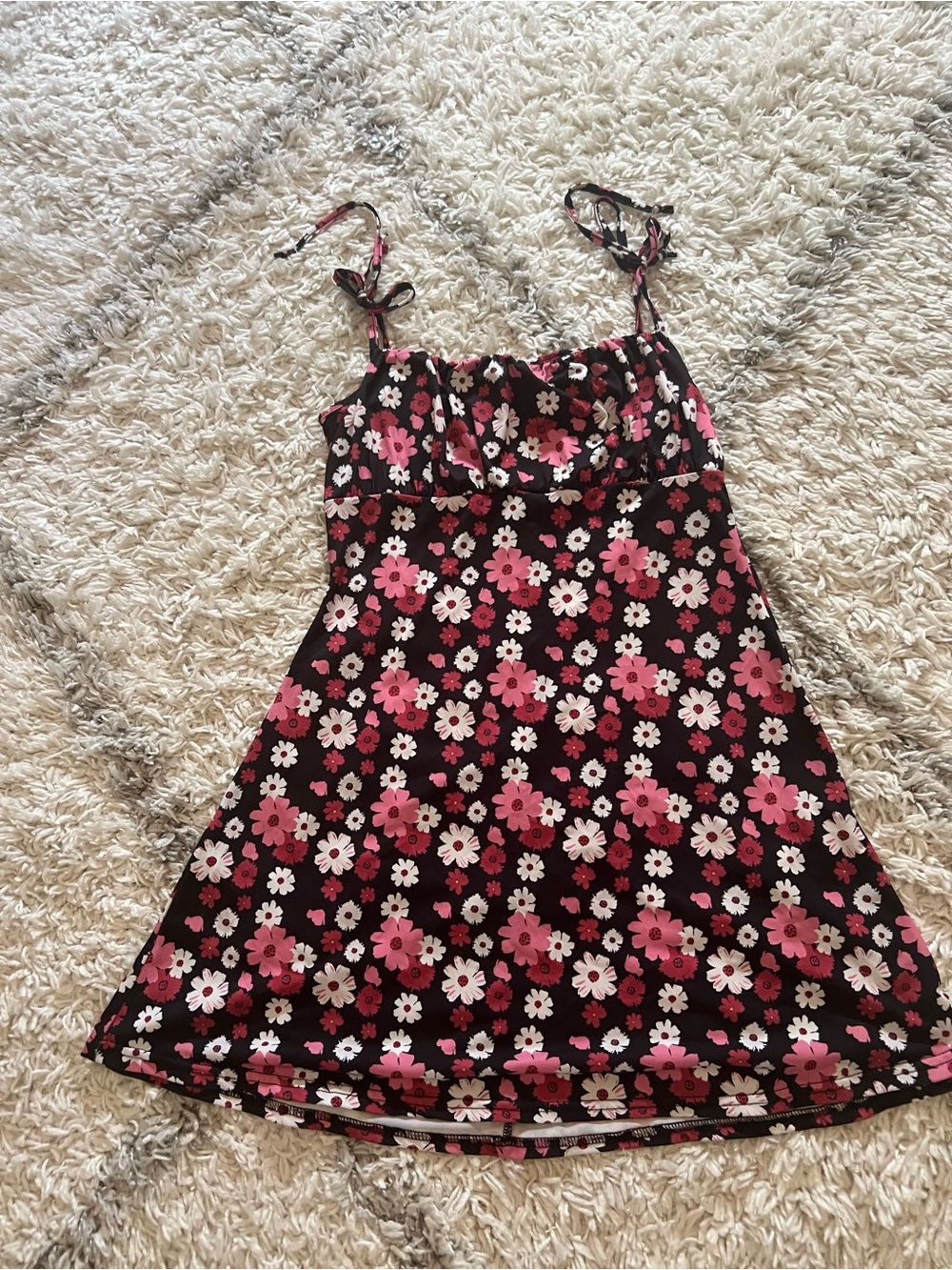 Black Floral Sundress with Pink & White Flowers by Nastygal
